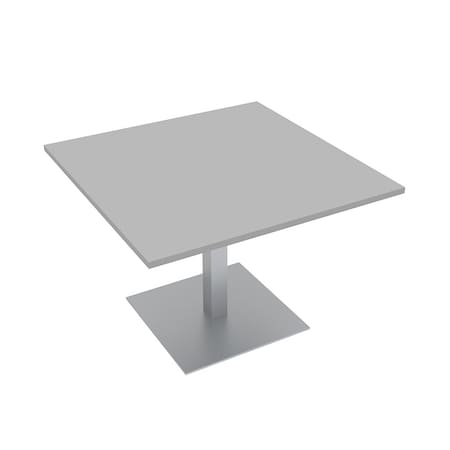 Square 42in. Meeting Table, Square Metal Base, Conference Table, Harmony Series, Light Gray